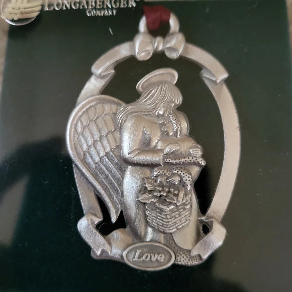 Longaberger Silver Angel & Nativity Holiday Ornaments (Set of 4)